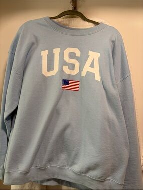 Light Blue USA Graphic Pullover Sweater